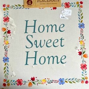 Set of 4 cork backed placemats. Square. Floral farmhouse design.